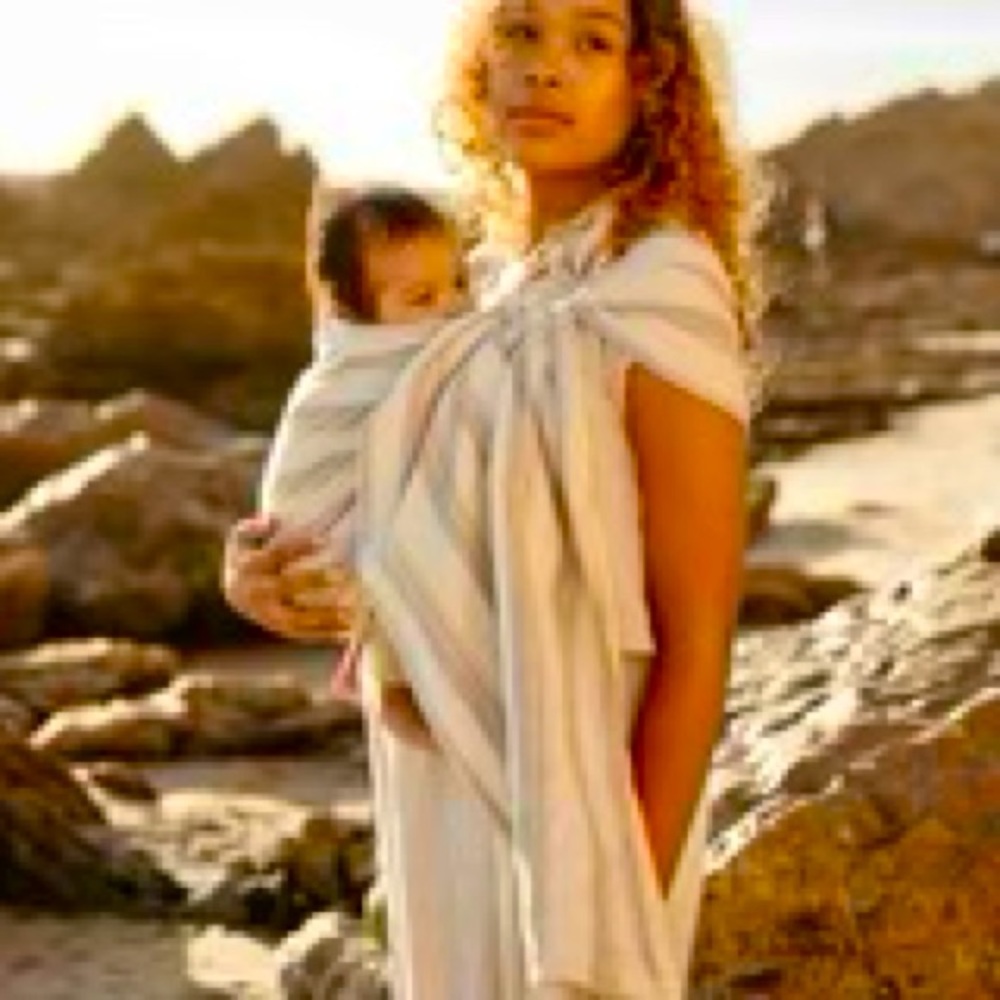 Wildbird Double Layered Linen Ring Sling Striped with Rose Gold colored hardware